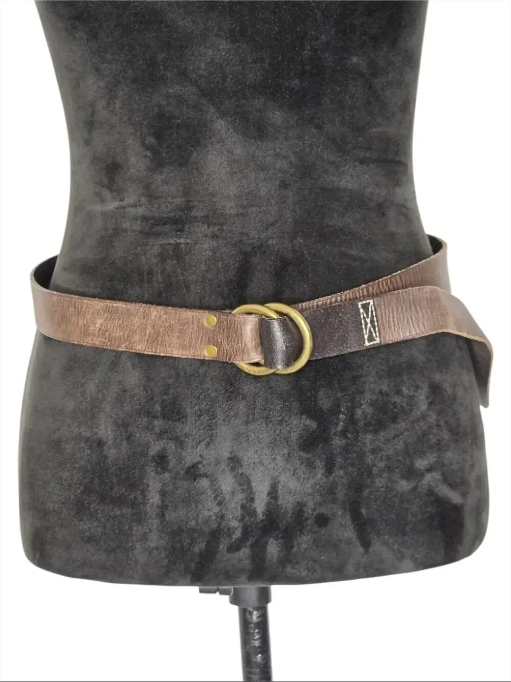 Polo Ralph Lauren Leather Belt M Double O Ring Brass Buckle Equestrian Classic